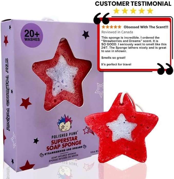Superstar Soap Infused Sponge in Strawberries and Dreams