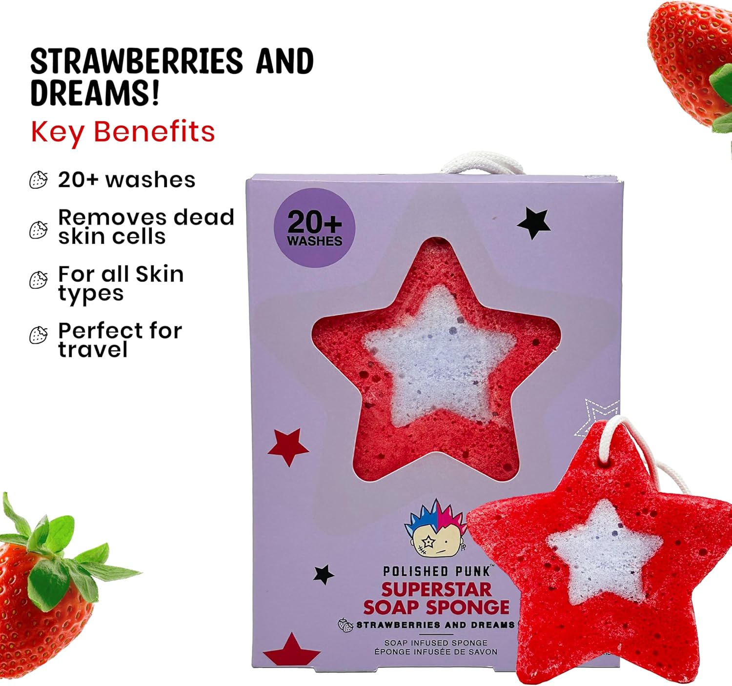 Superstar Soap Infused Sponge in Strawberries and Dreams
