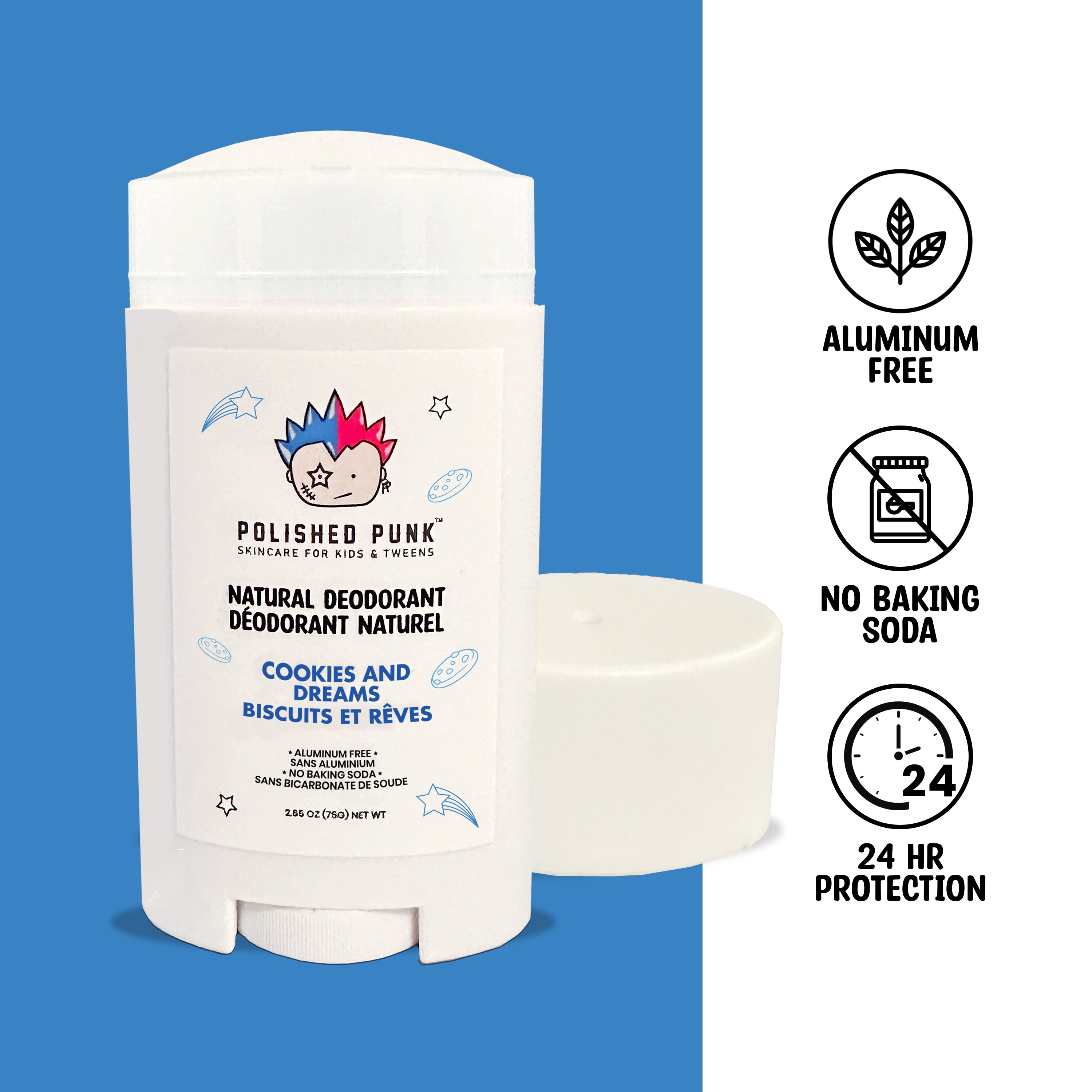 Natural Deodorant in Cookies and Dreams Aluminum Free and Baking Soda Free for Kids and Tweens