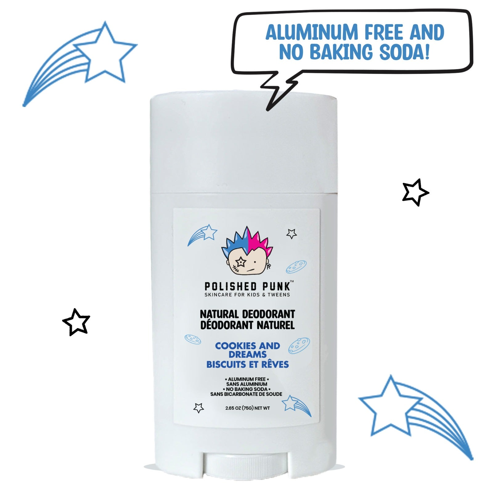 Natural Deodorant in Cookies and Dreams Aluminum Free and Baking Soda Free for Kids and Tweens