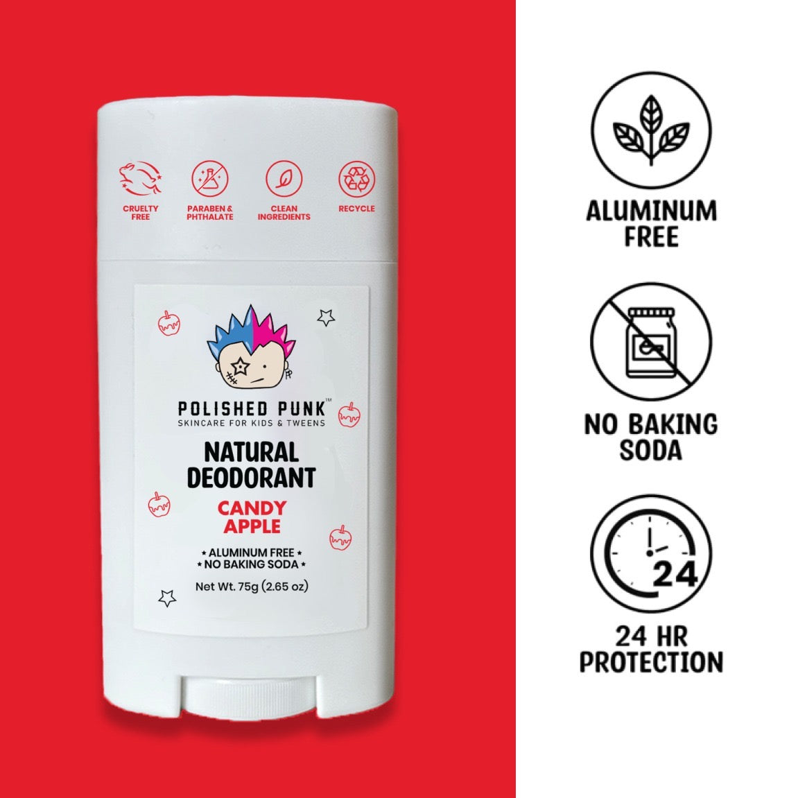 Natural Deodorant in Candy Apple Aluminum Free Baking Soda Free